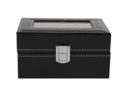 Caja Para Relojes De Piel Sintética Negra Con 3 Compartimentos, Organizador De Joyas Clásico Para Almacenamiento Y Exhibición.
