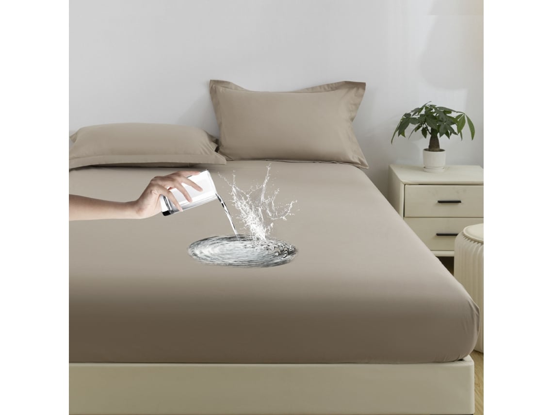 Protector De Colchón Impermeable, Funda De Almohada No Incluida, Suave Y Delicado Para La Piel, Color Caqui, 150x200cm. Panoona