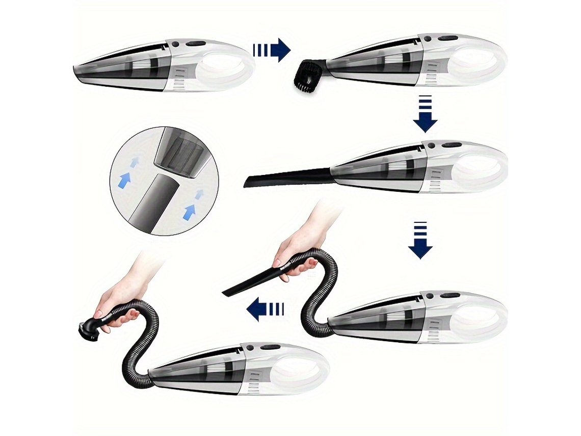 Aspiradora de mano Cuich Aspiradora con cable para coche - Potente succión y una amplia gama de accesorios Blanco