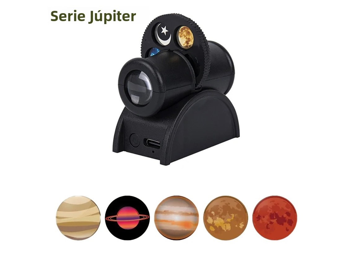 (serie Júpiter) Proyector De Luz Nocturna Lunar Usb Con Lámpara Led Planetaria Reemplazable