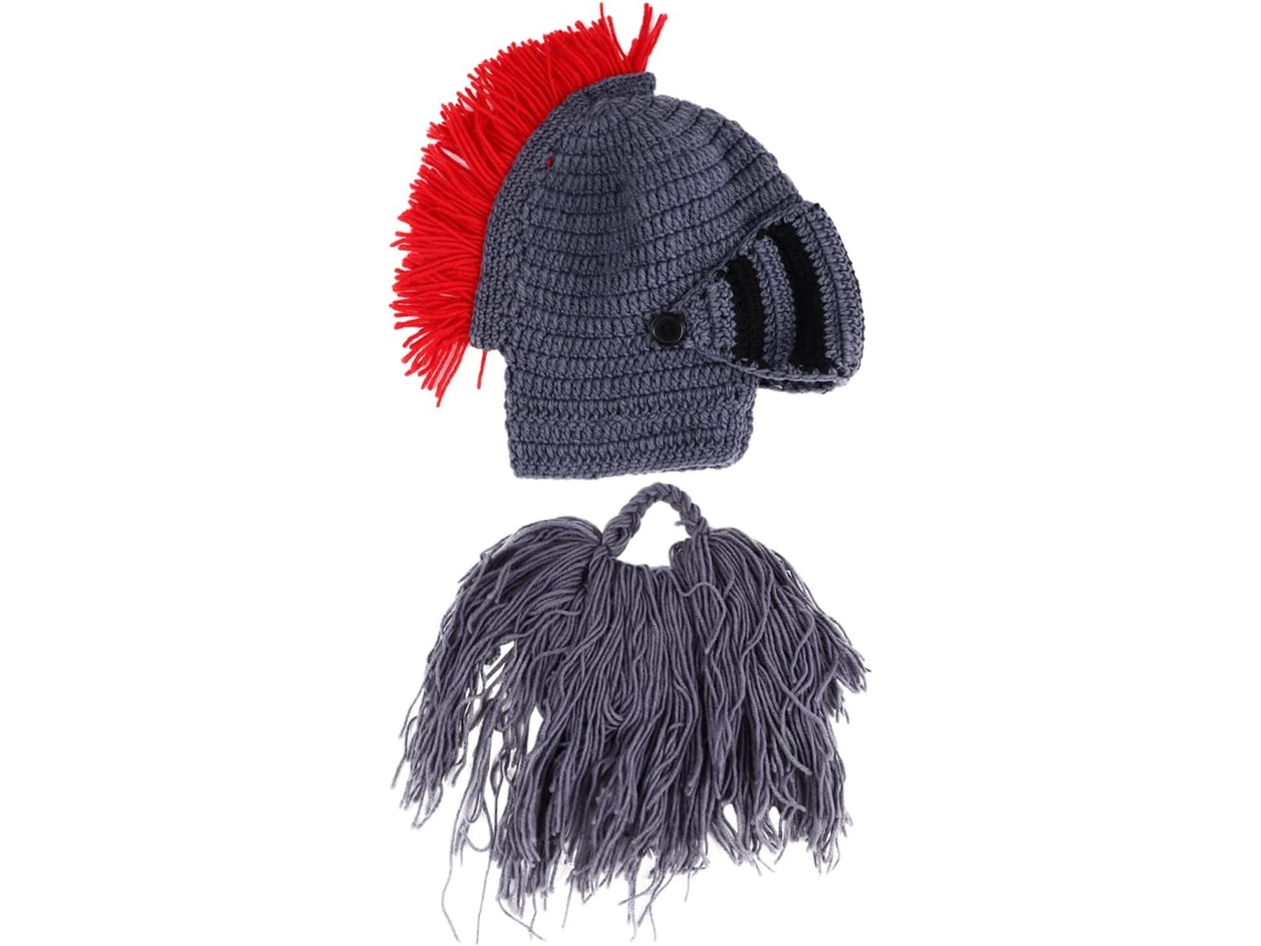 Gorro De Cavaleiro Com Barba Longa (1 Peça), Chapéu De Tricô Criativo, Acessório Original Para O Inverno