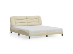 Cama Con Colchón De Tela Color Crema 180x200 Cm