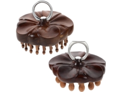 Peigne De Massage Du Cuir Chevelu En Bois De Santal Lot De 2 Pièces Con Dents Larges Y Fines Br...