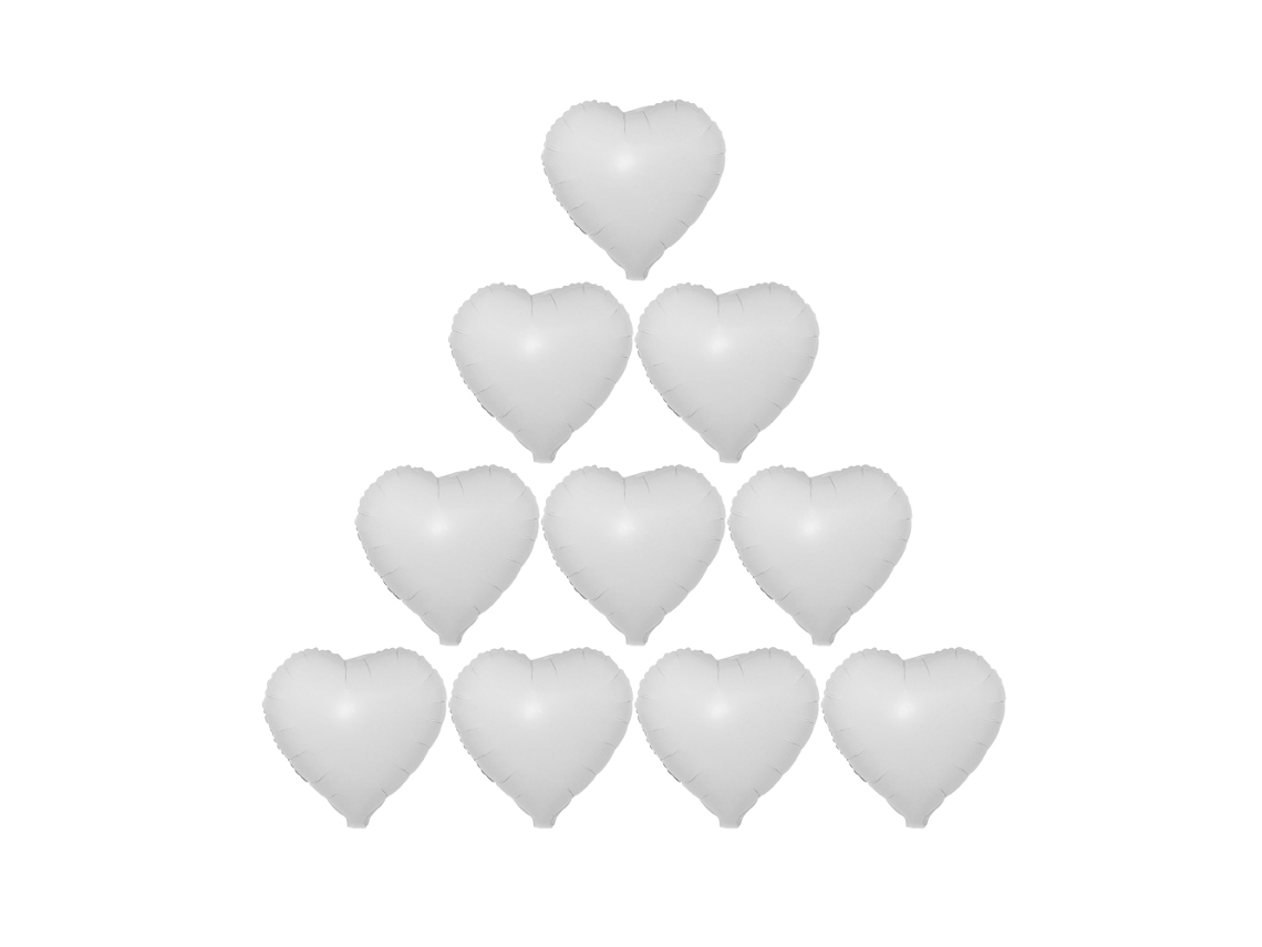 10 Globos De Papel De Aluminio Blancos De 45 Cm (18 Pulgadas) Con Forma De Corazón Para Decoraciones De Fiestas, Bodas Y Cumpleaños.