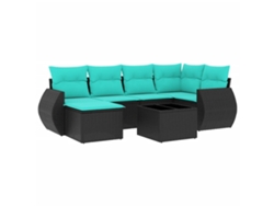 Maison Exclusive - Conjunto De Sofá De Jardín De 7 Piezas Con Cojines, De Poliratán Negro