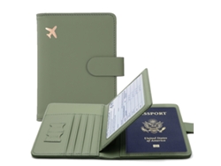 Estuche de viaje de piel sintética para pasaporte y tarjeta de vacunación con ranura para tarjeta SIM, para mujer y hombre.
