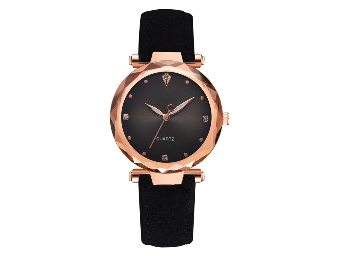 Reloj De Pulsera De Cuarzo Informal Para Mujer Con Correa De Pu Sencilla Y Elegante (negro)