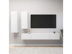 Conjunto de 4 muebles de TV con derivados de madera, blanco, DKD HOME DECOR
