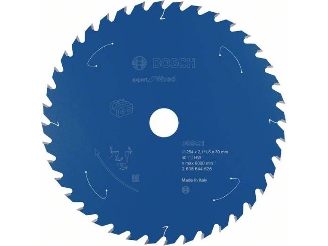 Disco de Sierra Circular BOSCH Para Sierra Sin Cables Expert para Madera 254x2.1/1.6x30 T40 para Sierras Bancada