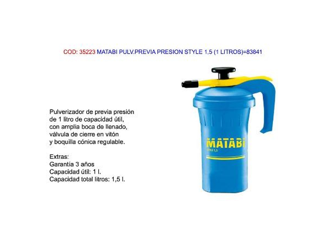 Matabi pulv.previa presion style 1,5 (1 litros) 83841