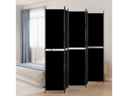 Separador de ambientes con 5 paneles, 250x220 cm, tela negra.