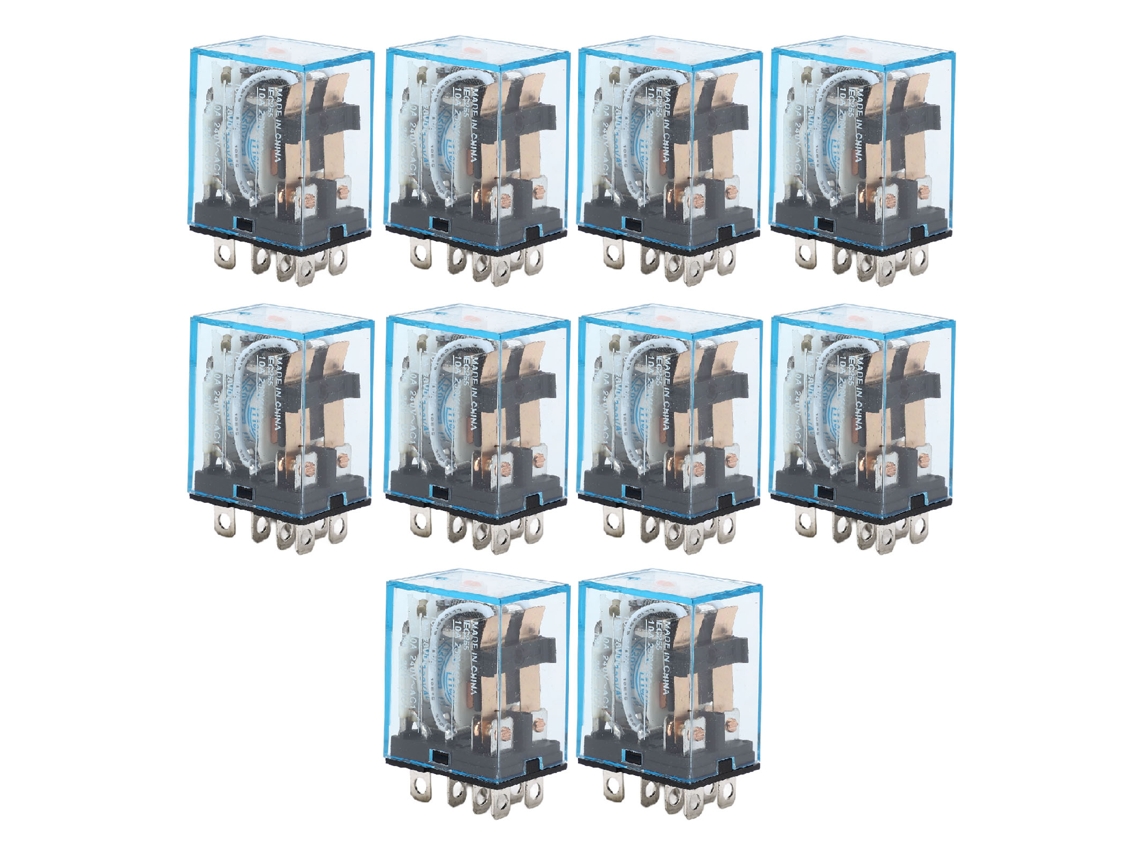 10 Relés Electromagnéticos De Bobina Intermedia De 110 V, 8 Pines, 2 A, 2 F