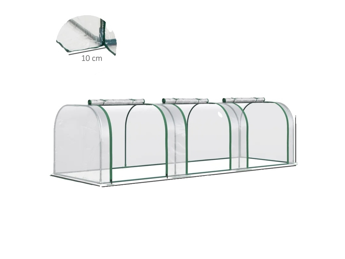 Invernadero con estructura de acero con recubrimiento en polvo, 295 x 100 x 80 cm, compatibilidad universal, 3 ventanas con doble cremallera, diseño ligero.