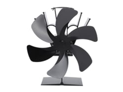 Ventilador Térmico Para Estufa De Leña, 6 Aspas, Circulación Rápida, Diseño Con Asa, Negro.
