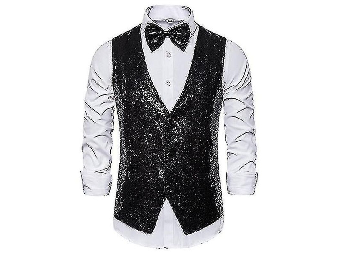 2026-chaleco De Lentejuelas Para Hombre Con Corbata De Moño V-neck Para Fiestas Y Eventos
