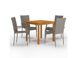 Juego de comedor de jardín gris Dkd Home Decor