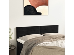 Cabeceros 2 Unidades Terciopelo Negro 72x5x78/88 Cm