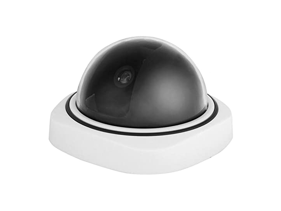 Cámara De Seguridad Cctv Falsa Dome Con Luces Led Rojas Parpadeantes