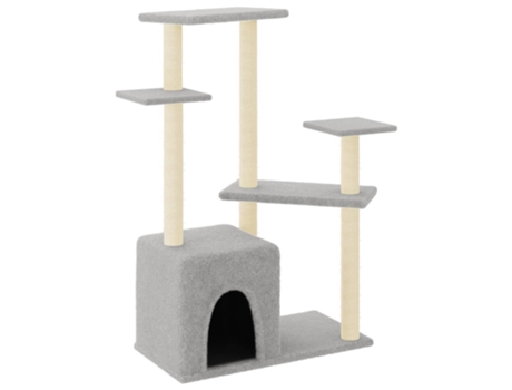 Rascador para gatos con postes de sisal gris claro VIDAXL (107,5 cm)