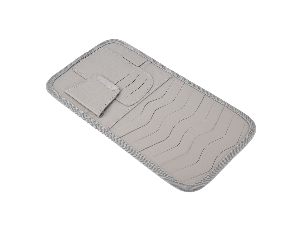 Soporte Para Parasol De Coche En Piel Sintética, Organizador Multifuncional Para Cd, Estuche De Almacenamiento Gris.