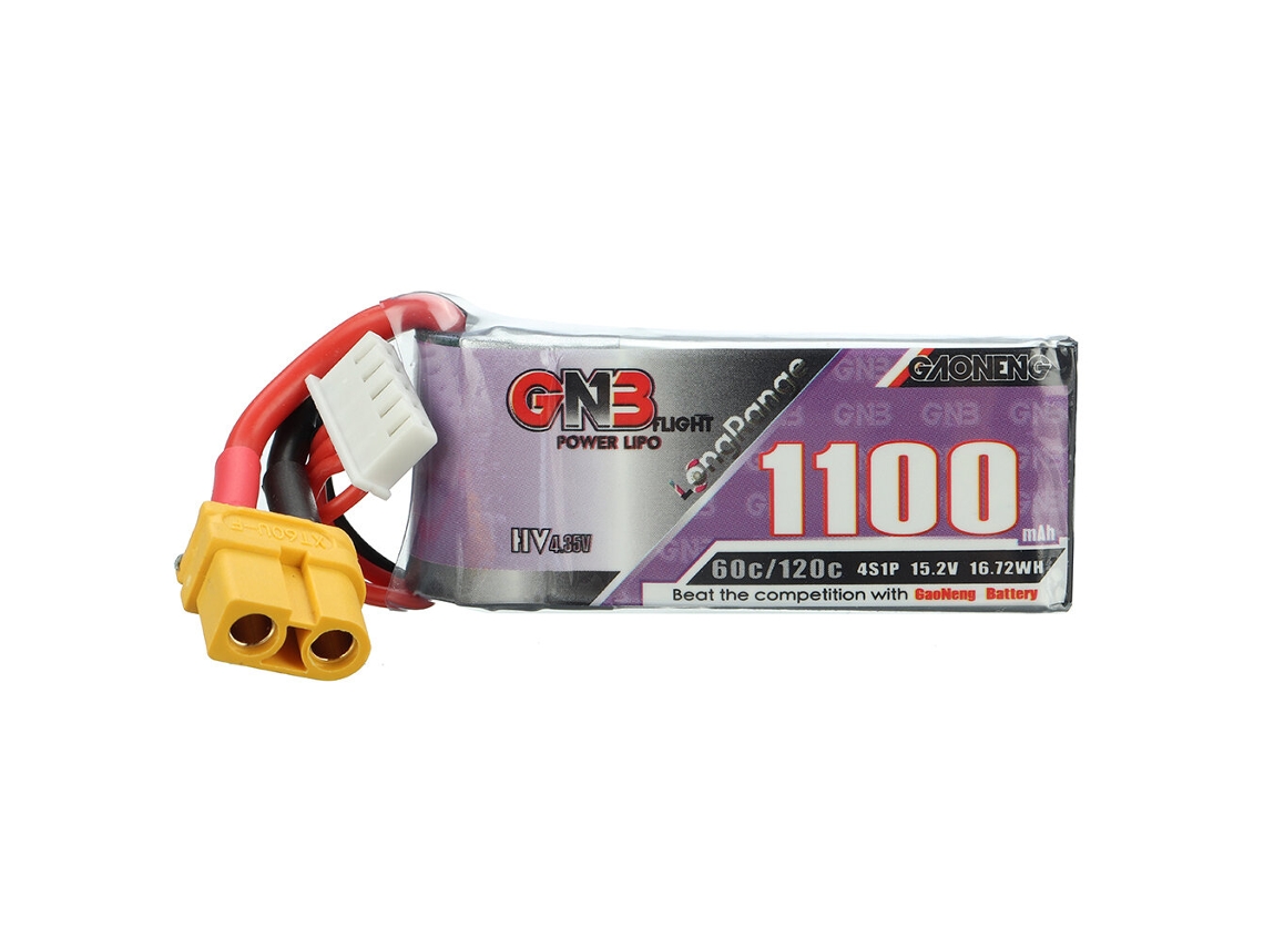 Batería Lipo Gaoneng GNB de 15,2 V, 1100 mAh, 60 C, 4 s, conector XT30XT60 para dron de carreras FPV Geprc Tern LR40