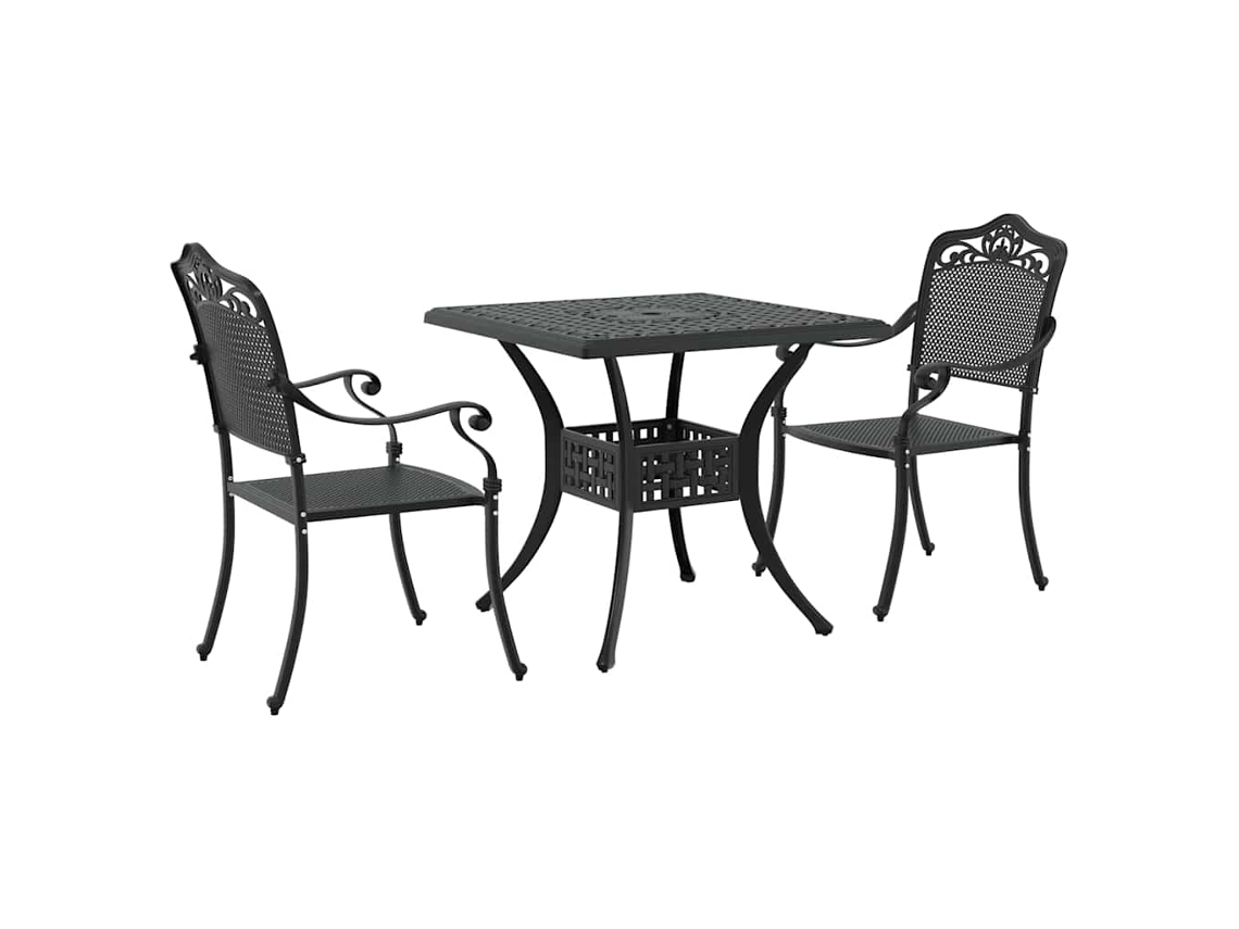 Maison Exclusive - Conjunto De Mesa De Jardín 3 Pcs Negro Aluminio Fundido