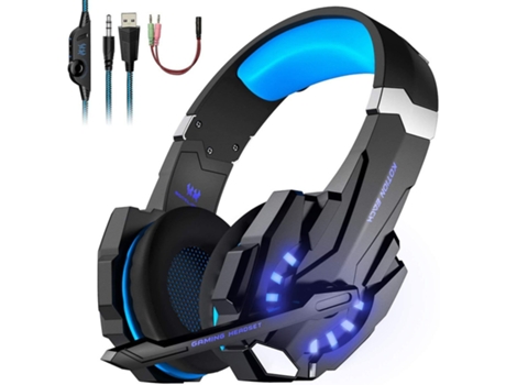 Auriculares para juegos de PC con micrófono estéreo ajustable con cancelación de ruido Conector de 3,5 mm y auriculares Ps4 con luz LED para PC / B...