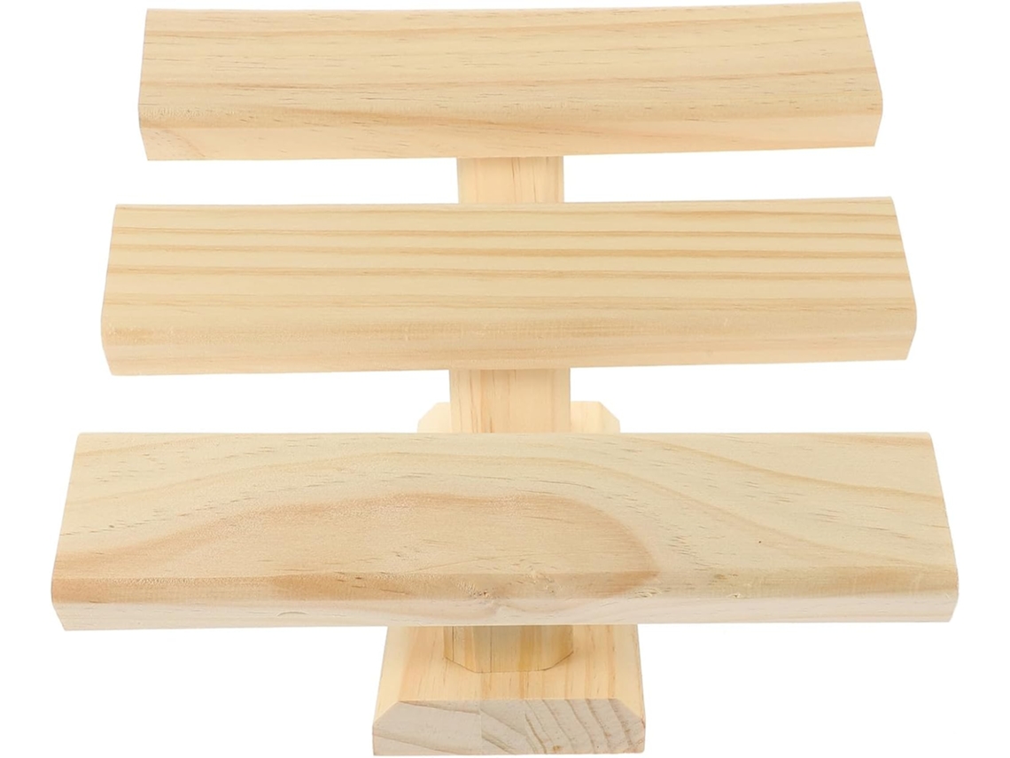 Soporte Niveles Madera Natural Pulseras Adornos Expositor Estable Elegante Organizar Mostrar Joyas Tres Tus