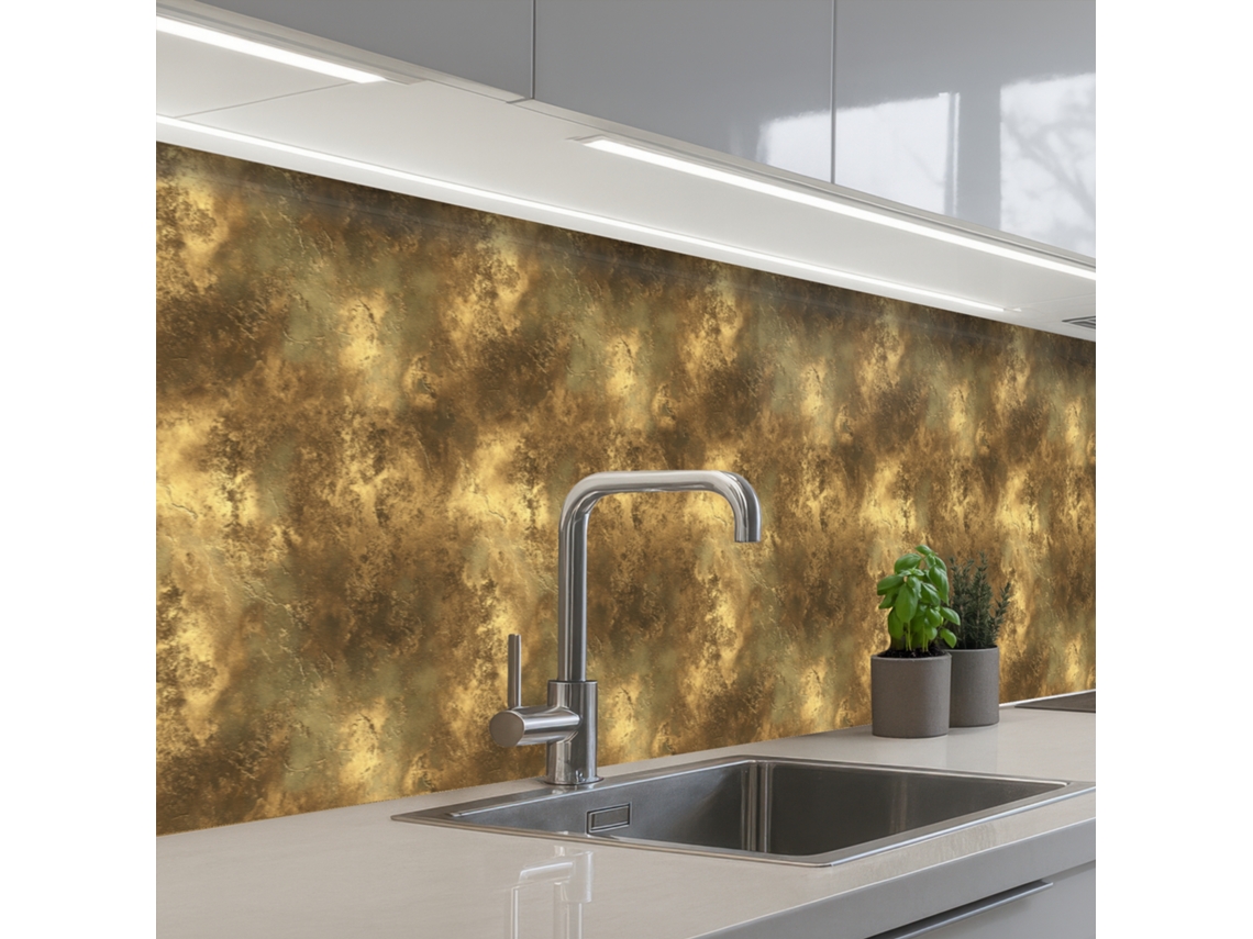 Salpicaderos De Cocina Antiguo - Aspecto Metálico - Oro 400x80 Cm