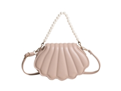 Bolso Bandolera De Piel Sintética Color Caqui Con Cadena De Perlas De Imitación Para Mujer.