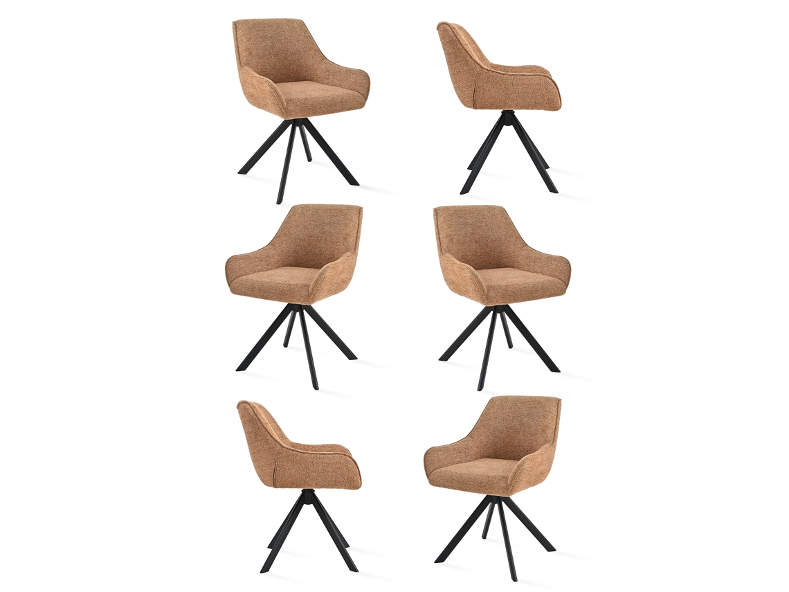 Sillas De Comedor Goeurvant 1178(pack De 6, Naranja, Chenilla)