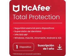 Software MCAFEE Total Protection (1 Dispositivo - Windows, macOS, chromeOS, Android e iOS - 1 año - Formato Digital)