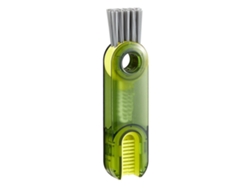 Cepillo De Limpieza 3 En 1 Para Tapas De Vasos Pequeños Con Orificio Para Gancho, Color Verde Transparente.