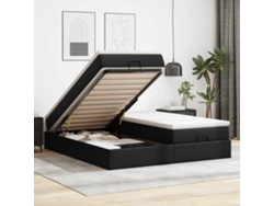 Estructura De Cama Otomana Con Colchones Cuero Sintético Negro