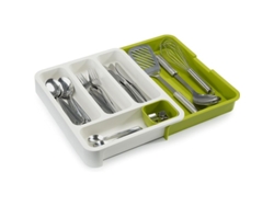 Organizador De Cajones Para Cubiertos, Extensible Y Ajustable - Blanco/verde