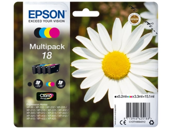 Pack ahorro cartuchos de tinta original EPSON, 18, Margarita, C13T18064012, T1806