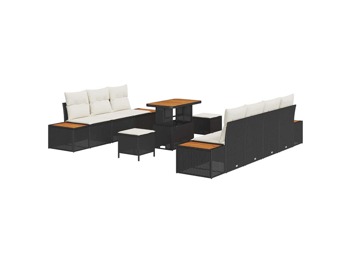 Maison Exclusive - Conjunto De Sofás De Jardín Con Cojín 10 Pcs Negro Poliratán
