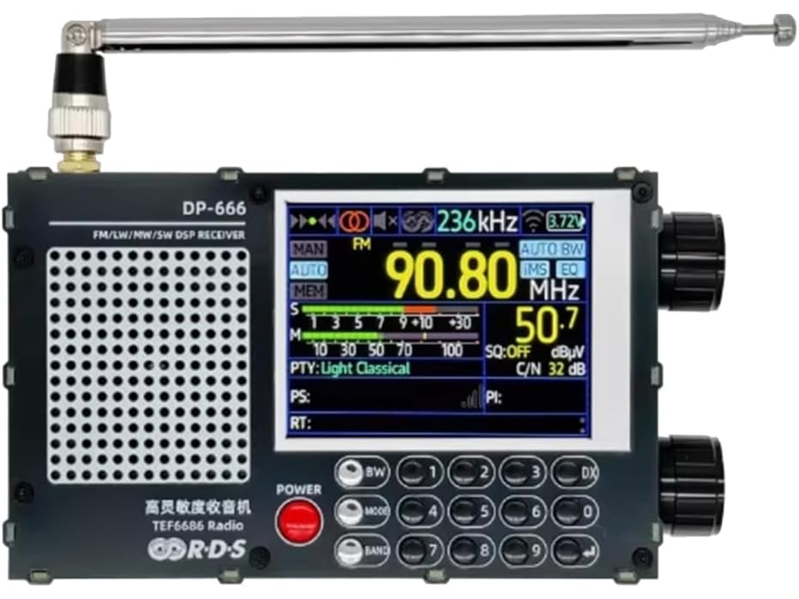 Receptor De Radio De Banda Completa De Alta Sensibilidad Dp-666 Tef6686 Con Antena Negra