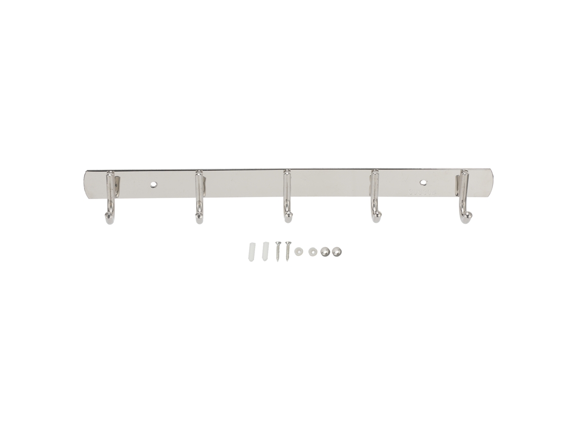 Perchero de pared, acero inoxidable 304, 5 ganchos, diseño que ahorra espacio.