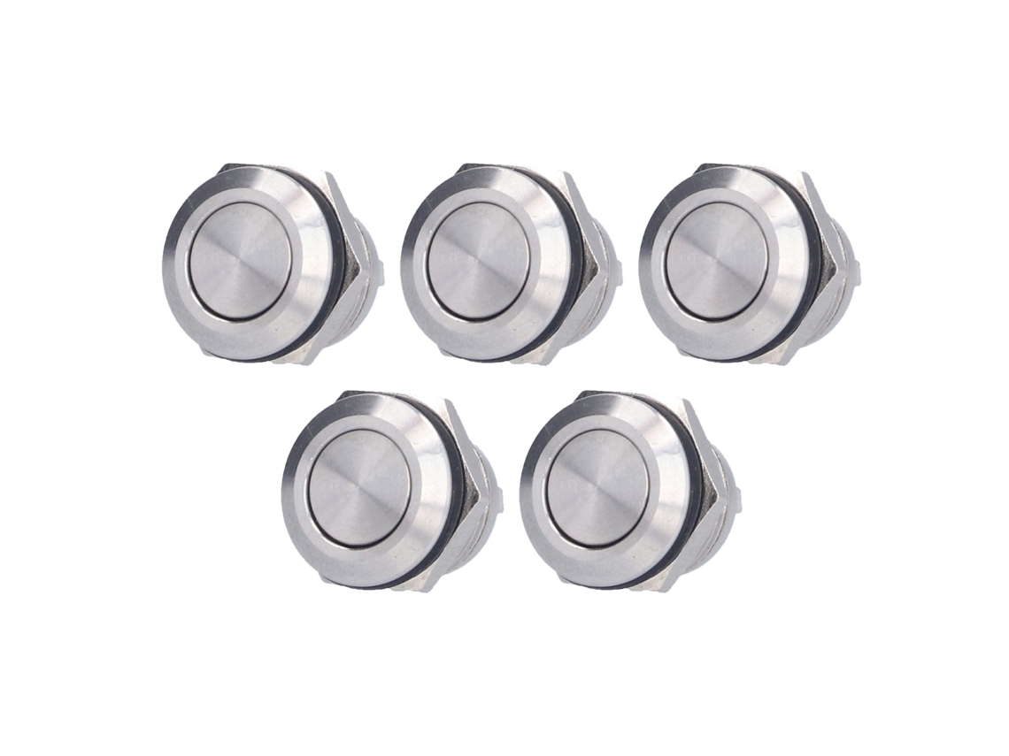 5 Unidades De Interruptores De Botón Pulsador De Acero Inoxidable Impermeables Con Terminales De Tornillo De 0-220 V (accesorios Eléctricos)
