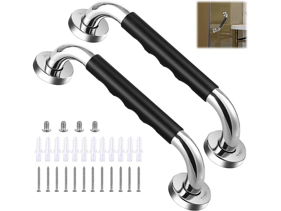 Juego de 2 barras de soporte para bañera, 30 cm, antideslizantes, de acero inoxidable, para montaje en pared, ideales para personas mayores y personas con discapacidad.