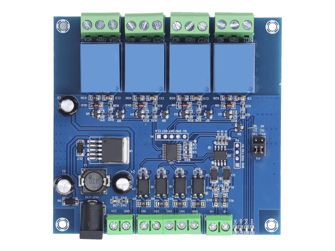 2026as-módulo De Relé De 4 Canales Placa Pcb Rtu Interruptor Rs485 Ttl Protección Contra Inversión De Conexión 7-24v