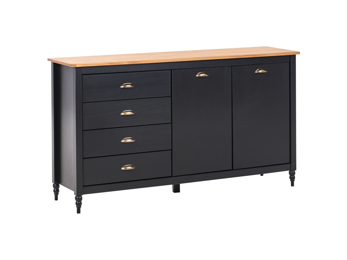 Aparador Beliani Shillington en madera de pino negro 150x40x83