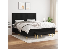Cama Box Spring Con Colchón Tela Negro 160x200 Cm