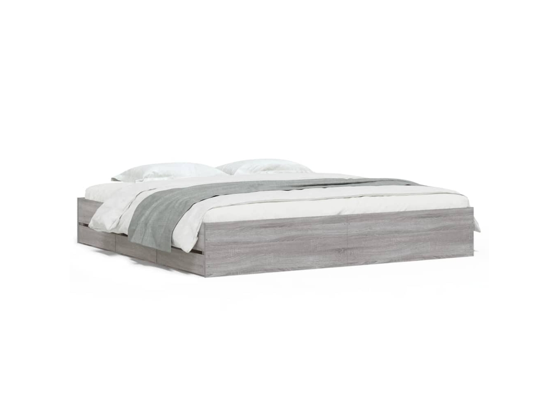 Maison Exclusive - Cama Con Cajones Madera Ingeniería Gris Sonoma 160x200 Cm