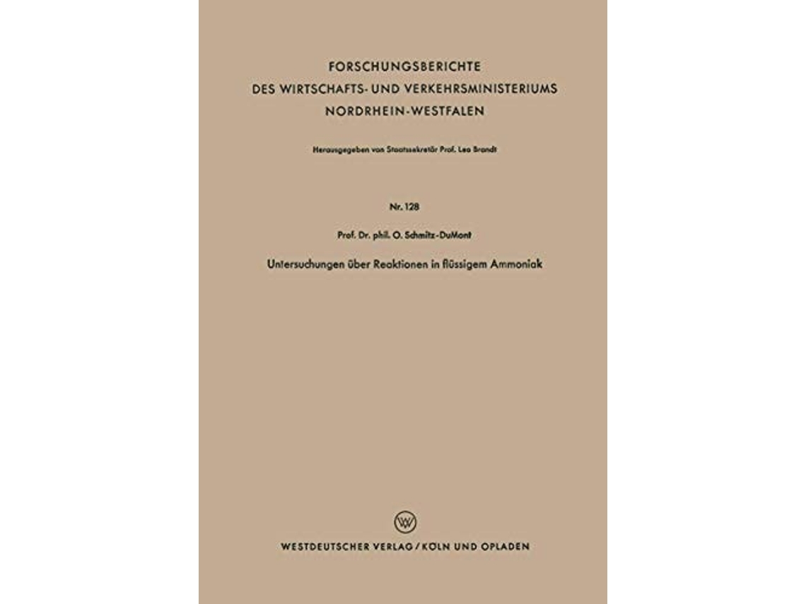 Libro Untersuchungen Uber Reaktionen In Flussigem Ammoniak De Otto Schmitz-dumont (alemán)