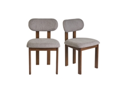 Sillas De Tela Efecto Terciopelo Texturizado Gris Y Madera Nogal Oscura (lote De 2) Normi Miliboo
