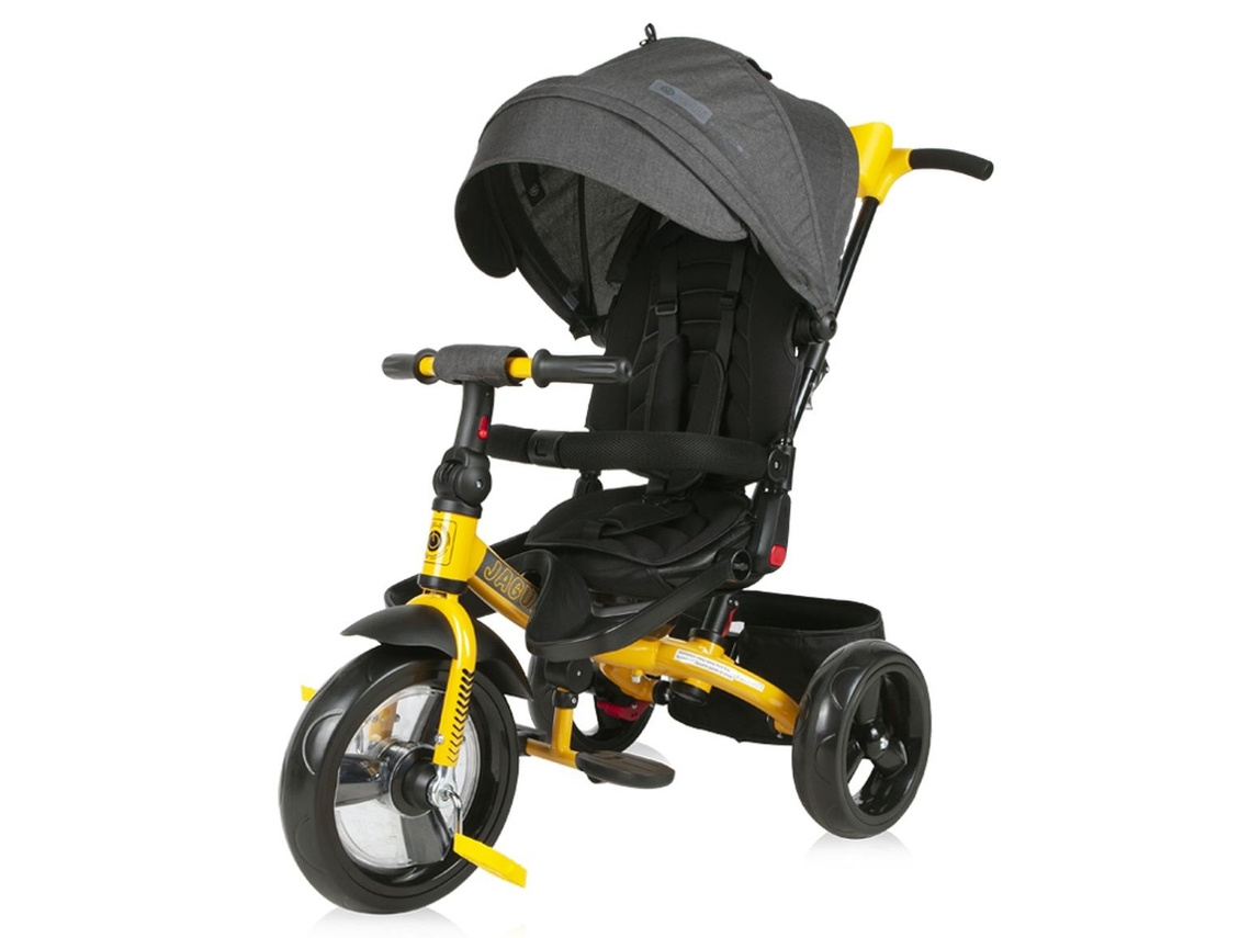 Triciclo Evolutivo Jaguar Con Capota , Asiento Giratorio 360º Y Ruedas Eva De Lorelli - Black &amp; Yellow