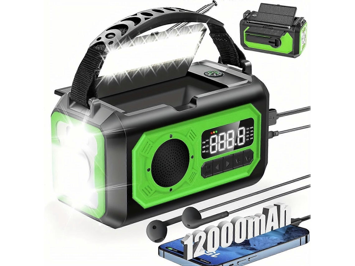 Radio meteorológica de emergencia de 12000 mAh, portátil, con manivela solar, AM/FM NOAA, con 2 paneles solares y 3 métodos de carga GOKOCO