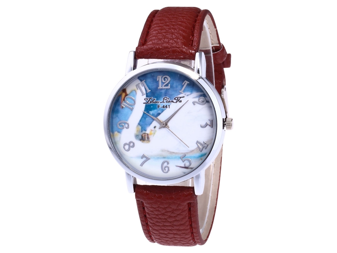 Reloj De Pulsera De Cuarzo Para Hombre Y Mujer Con Esfera Redonda (marrón)